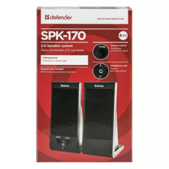 Defender reproduktory SPK-170, 2.0, 4W, černé, regulace hlasitosti, magneticky stíněné pouzdro, konektor pro sluchátka, 200Hz~18kH