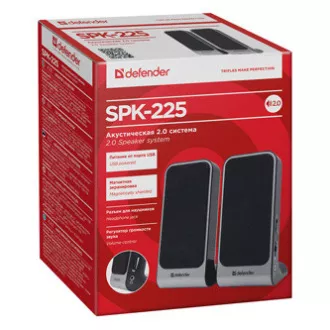 Defender reproduktory SPK-225, 2.0, 4W, šedé, regulace hlasitosti, magneticky stíněné pouzdro, konektor pro sluchátka, 200Hz~18kHz Defender reproduktory SPK-225, 2.0, 4W, šedé, regulace hlasitosti, magneticky stíněné pouzdro, konektor pro sluchátka, 200Hz~18kHz