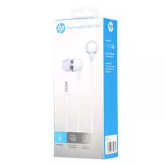 HP DHE-7000 sluchátka s mikrofonem, drátová, bílá, 2.0, špuntová typ 3.5 mm jack