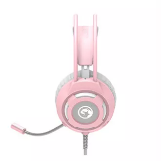 Marvo HG8936 sluchátka s mikrofonem, drátová, růžová, podsvícená, 3.5 mm jack + USB Marvo HG8936 sluchátka s mikrofonem, drátová, růžová, podsvícená, 3.5 mm jack + USB