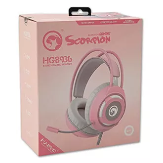 Marvo HG8936 sluchátka s mikrofonem, drátová, růžová, podsvícená, 3.5 mm jack + USB Marvo HG8936 sluchátka s mikrofonem, drátová, růžová, podsvícená, 3.5 mm jack + USB