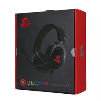 Marvo HG9052 sluchátka s mikrofonem, drátová, černá, 7.1 (virtualně), červeně podsvícená, 7.1 (virtuálně) typ USB Marvo HG9052 sluchátka s mikrofonem, drátová, černá, 7.1 (virtualně), červeně podsvícená, 7.1 (virtuálně) typ USB