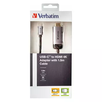 USB (3.1) hub 1-port, 49144, šedá, délka kabelu 1,5m, Verbatim, adaptér USB C na HDMI
