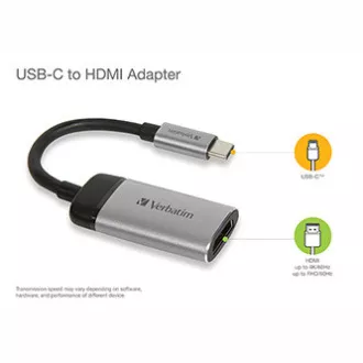 USB (3.1) hub 1-port, 49143, šedá, délka kabelu 10cm, Verbatim, 1x HDMI
