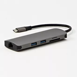 USB 3.1 Type-C Dokovací stanice šedá, All New, HDMI, RJ45, microSD, USB C (PD), 2x USB3.0 USB 3.1 Type-C Dokovací stanice šedá, All New, HDMI, RJ45, microSD, USB C (PD), 2x USB3.0