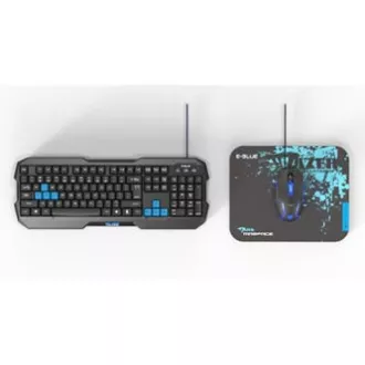 E-blue Polygon sada klávesnice drátová (USB) US, černo-modrá s myší Cobra II, herní, a podložkou Mazer Marface S typ, DOPRODEJ E-blue Polygon sada klávesnice drátová (USB) US, černo-modrá s myší Cobra II, herní, a podložkou Mazer Marface S typ, DOPRODEJ