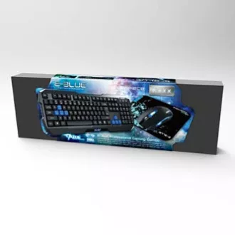E-blue Polygon sada klávesnice drátová (USB) US, černo-modrá s myší Cobra II, herní, a podložkou Mazer Marface S typ, DOPRODEJ E-blue Polygon sada klávesnice drátová (USB) US, černo-modrá s myší Cobra II, herní, a podložkou Mazer Marface S typ, DOPRODEJ