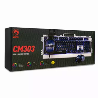 Marvo CM303 sada klávesnice drátová (USB) CZ/SK, stříbrná s herní myší a sluchátky, herní, membránová typ podsvícená Marvo CM303 sada klávesnice drátová (USB) CZ/SK, stříbrná s herní myší a sluchátky, herní, membránová typ podsvícená