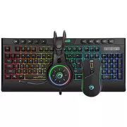 Marvo CM305 RGB sada klávesnice drátová (USB) CZ/SK, černá s herní myší a sluchátky, herní, membránová typ RGB podsvícená