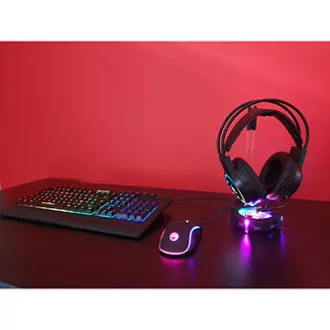 Marvo CM305 RGB sada klávesnice drátová (USB) US, černá s herní myší a sluchátky, herní, membránová typ RGB podsvícená