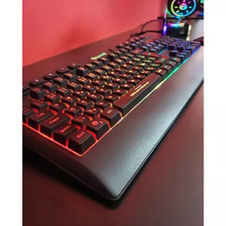 Marvo CM305 RGB sada klávesnice drátová (USB) US, černá s herní myší a sluchátky, herní, membránová typ RGB podsvícená