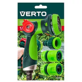 Verto sada pistolový rozprašovač (8 funkcí) 2 rychlospojky a přípojka na kohoutek, 1/2", zelený, 15G712 Verto sada pistolový rozprašovač (8 funkcí) 2 rychlospojky a přípojka na kohoutek, 1/2", zelený, 15G712