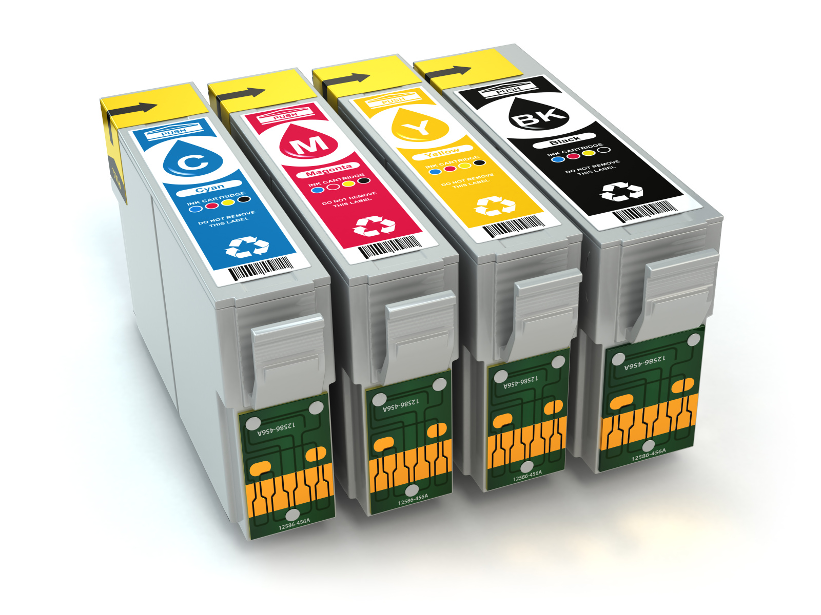 Cartridge do inkoustových tiskáren zezadu.